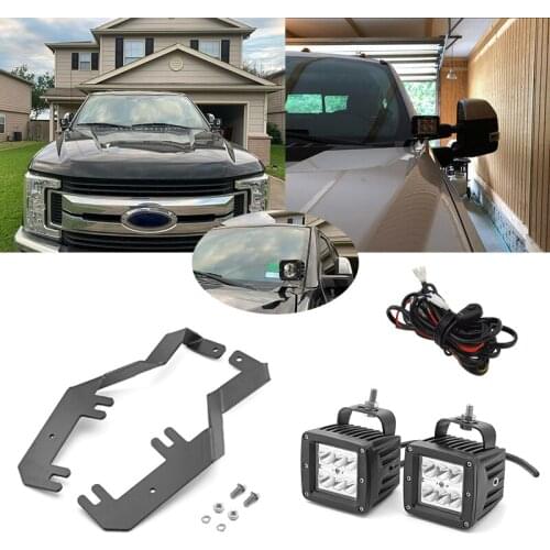 Car Lighting Accessories 24W Hood Hinge Ditch LED Fog Light Pod Mount Kit For 2017 2018 2019 2020 2021 Ford F250 F350 Super Duty