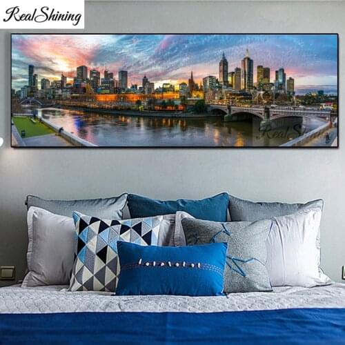 Full Square Round Drill 5D DIY Diamond Painting Melbourne city building scenery Embroidery Cross Stitch Mosaic large Decor F873