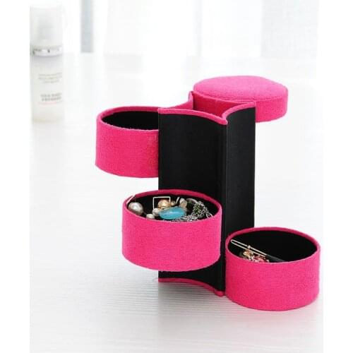 Velvet Jewelry Box Travel 3-Layer Roll-up Snap Storage Earring Bracelet Display