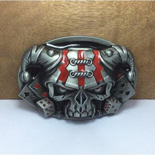BuckleClub wholesale retro cool sheep head skull cowboy jeans gift belt buckle FP-03692 PEWTER FINISH for men 4cm width loop