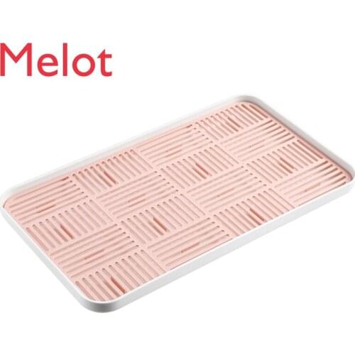 Household Double Deck Draining Plate Kitchen Living Room Tea Set Cup Water Cup Drain Tray Tea Tray Rectangular Fruit Tray