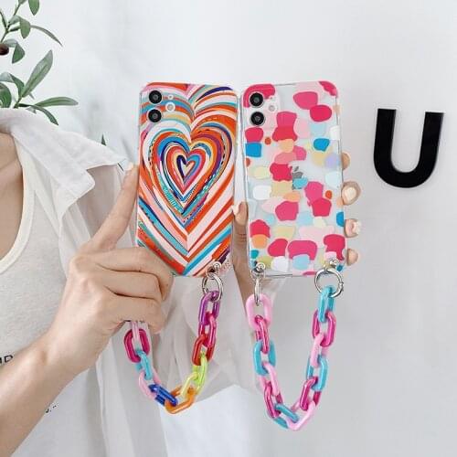Graffiti Bracelet Phone Cases For Huawei P20 P30 Mate 40 30 9 10 Lite 20 Pro 20 X P40 P10 Plus Colorful Chain Soft Back Cover
