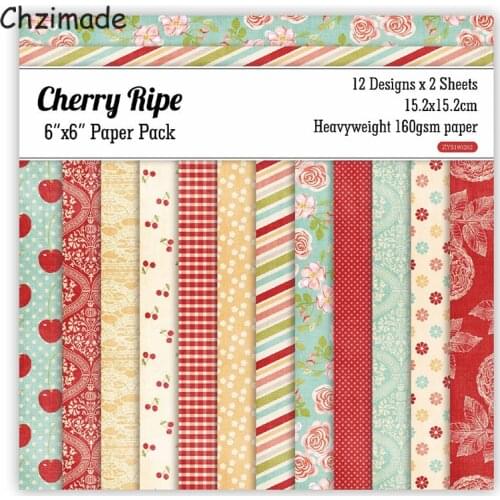 Chzimade 12 Sheets Flower Design Decorative Scrapbooking Paper 15.2x15.2cm For Card Making DIY Background Paper Crafts