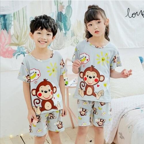 Kids Pajamas Summer New Childrens Sets Short Sleeve+Shorts Suit Kids Shirt Boys Cartoon Cute Sets Sweet Girls Baby Outfits