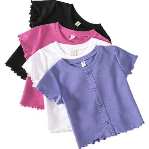 Big girls short-sleeved t-shirt summer new style childrens casual western loose cotton t-shirt half-sleeved short top