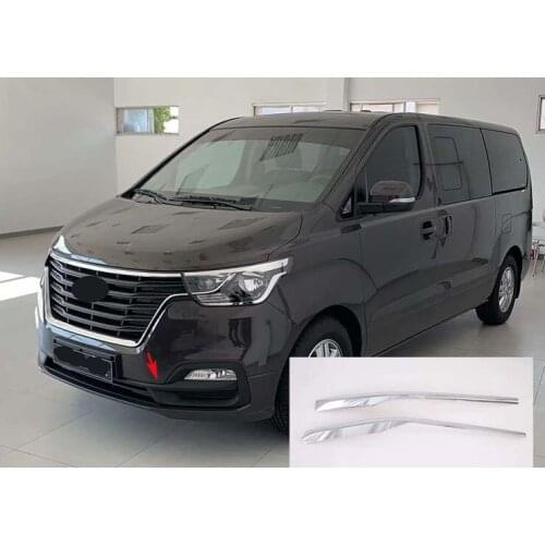 Chrome Front Grille Around Fog Molding Cover Trims For 2018-2019 Hyundai Grand Starex H-1 Strips Decoration Line 2PCS
