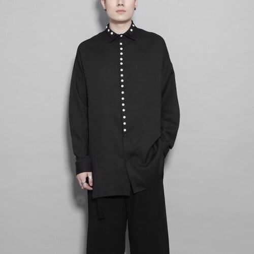 Customized S-6XL New Mens Original fashion brand personalized button decoration design loose medium long long sleeve shirt