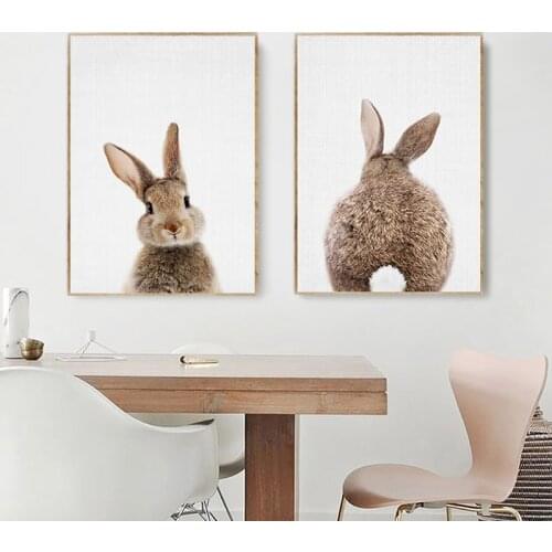 Brown Rabbit Canvas Poster Animal Nursery Wall Art Painting Nordic Posters and Prints Wall Picture Kids Baby Room Decoration