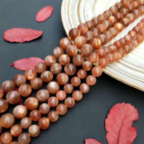 4-12mm Natural Gold Sunstone Stone Beads Round Spacer Loose DIY Beads For Jewelry Making Beads Accessories 15'' Women Gift