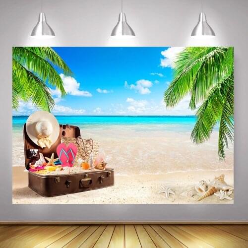 Summer Sea Beach Photography Backdrop Photocall Blue Sky White Clouds Hawaii Sun Bath Photo Background Children Portrait Props