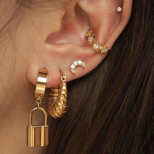 Trendy Stainless Steel Hoop Earrings For Women Gothic Geometric Gold Earrings Hip Hop Jewelry Accessories