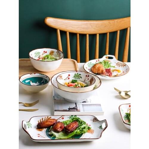 8 Pieces Set Japanese Cartoon Ceramic Tableware Set Dishes Cute Girl Tableware Chopsticks Dishes Set Home Decorative Kitchen