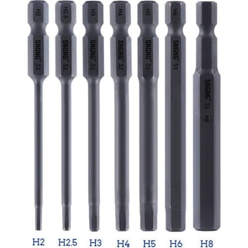 7 Pcs Electric Drill Screwdriver Bit Set Hexagon Socket Bit Set S2 Magnetic Electric Pneumatic Air Bit