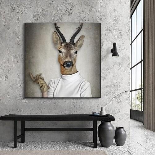 Modern Abstract Deer Wall Art Canvas Painting Nordic Posters And Prints Wall Pictures Oil Painting For Living Room Decor
