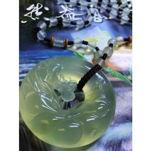 Natural xiuyu green jade pendant hollow hand-carving lotus jade necklace women jadeite jade necklaces pendants jade jewelry