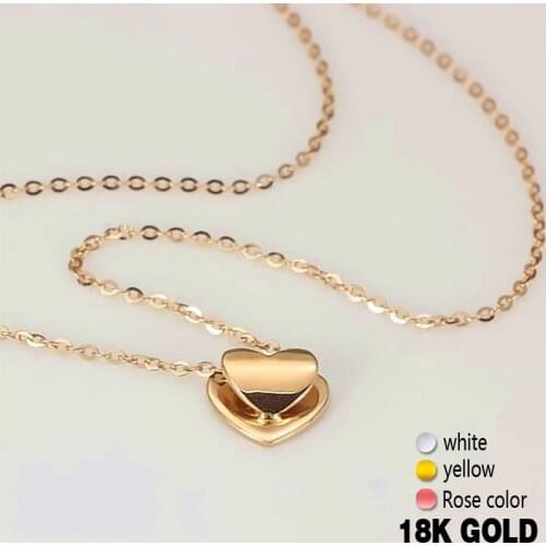18k Pure Rose Gold Pendant Necklace Genuine Smart Heart Lovely Charm Gift For Girlfriend Fashion Trendy 2020 Hot Sale Good New