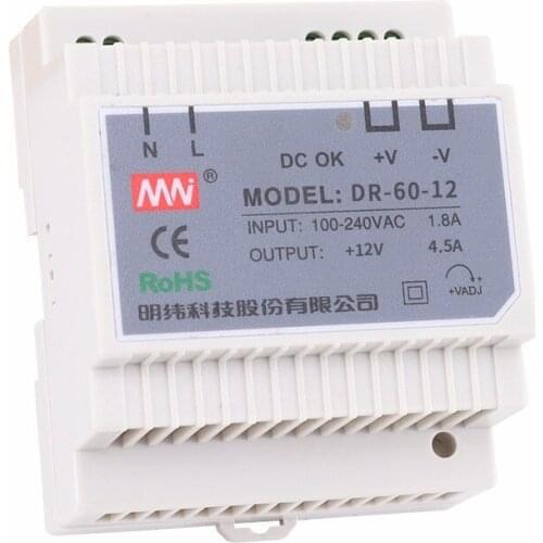 Industrial DR-60W-12/24V Switching Power Supply 110v 220VGo12VDC5AThe Guide Rail Type60W