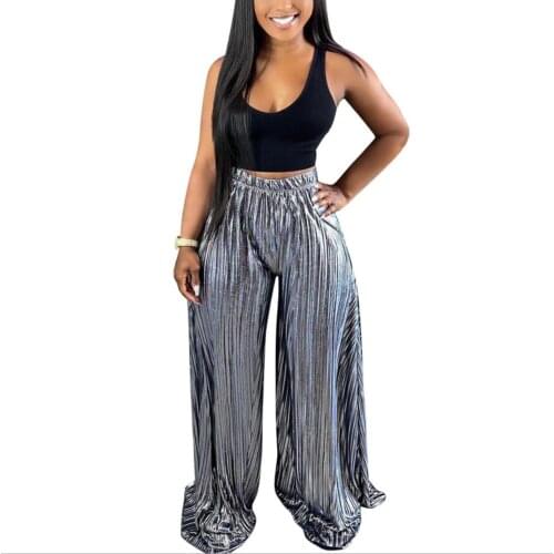 Luxury Designer plus size womens wear 2021 autumn new trend flash casual pants loose wide-leg pants VOGUE Female Punk clothing