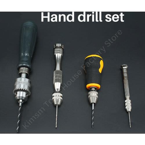 Jewelry Crafts Mini Hand Drill Kit With 0.8-3.0mm Twist Drill Bit Clamping Vise Workbench Pad For Woodworking Hand Drilling Tool