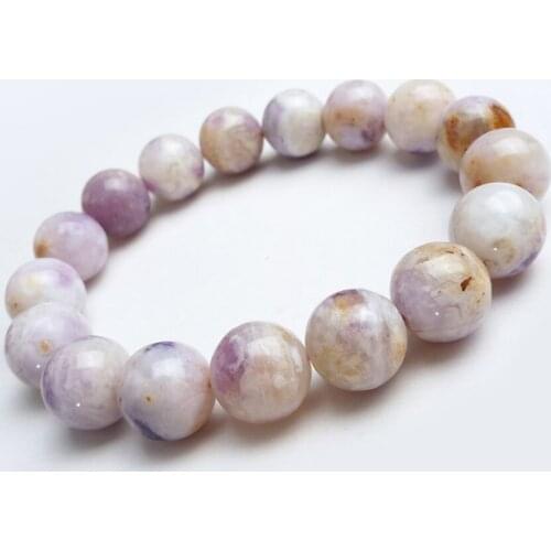 12mm Genuine Purple Natural Opal Bracelets For Women Female Stretch Healing Crystal Round Bead Gems Stone Powerful Bracelet
