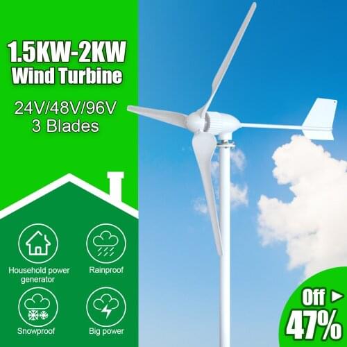 1.5KW 2KW 24V/48V/96V Wind Turbine Power Generator Gasoline Portable Generator With MPPT Controller For Home Farm Use
