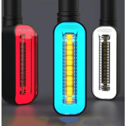 1Pair Motorcycle LED Turn Signal Flowing Water Motorbike Turn Signal Lamp Scooter Autobike Bike Turn Indicators Blue/ Red/ White