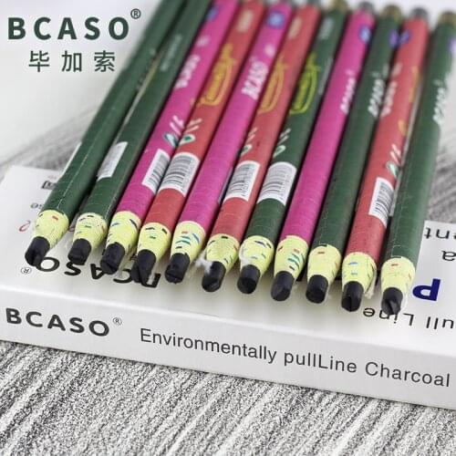 12Pcs Pull Thread Charcoal Drawing Pencils Set Soft/Medium/Hard Graphite Pastel Pencil Cut Pull Line Stationery School Supplies