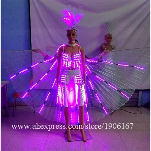 2 Sets Colorful Led Luminous Party Evening Dress Sexy Women Light Up Stage Performance Clothes Costumes For Club Bar Christmas