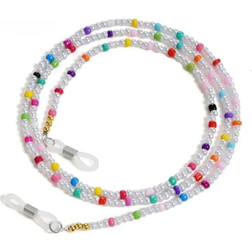 3mm Colorful Acrylic Beads Pearl Link Sunglasses Chain Necklace Reading Glasses Cord Holder Strap Rope for Face Mask Head Band
