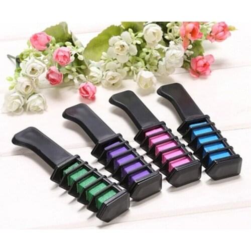 5 Colors Multicolor Chalk Powder With Comb Hair Dye Brush Hair Care Temporary Hair Dye Combs Semi Permanent Hair