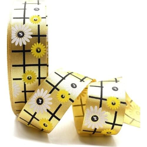 5Yards 25mm Printed Small Gloral Pattern Segment With Christmas Ribbon Used For Christmas Decoration DIY Sewing Fabric #03