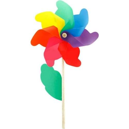 Colorful Wooden Pole Windmill Children Outdoor Toy Windmill Gardening Wedding Arrangement Kindergarten Activity Decoration