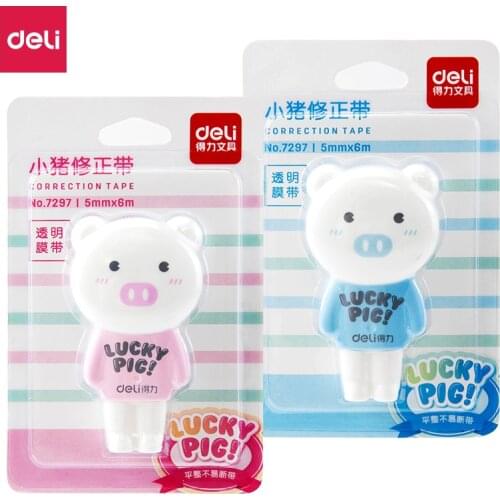 Deli Modify the shape of a cute girl with a small portable mini cartoon animal student Simple and large-capacity alteration tape