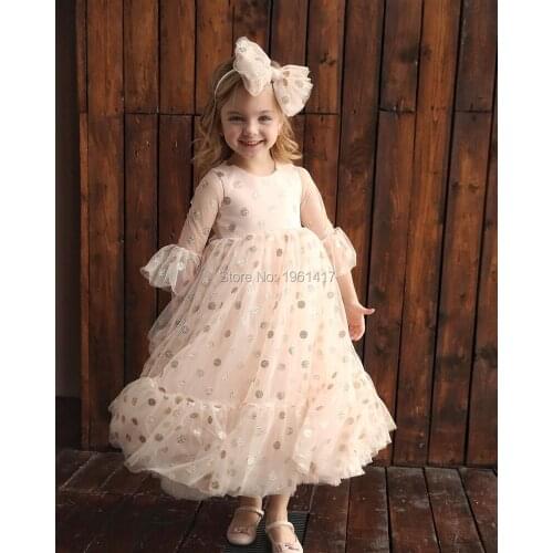 Ins Children Dress Baby Girls Dress Dot Christmas Princess Children Clothes Bowknot Princess Dress For the First Birthday