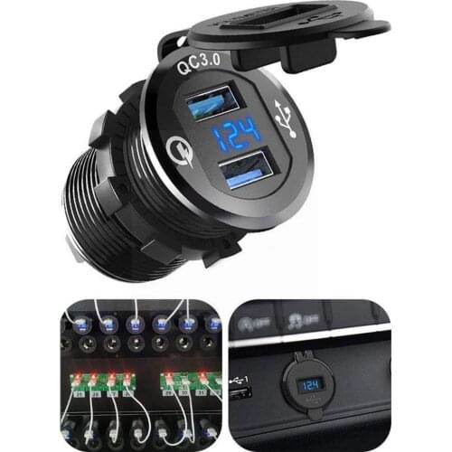 Dual USB Charger Socket Power Outlet Adapter Quick With RV 3.0 Marine Waterproof ATV For Car Bus Charge Voltmeter Boat Truc F1T0