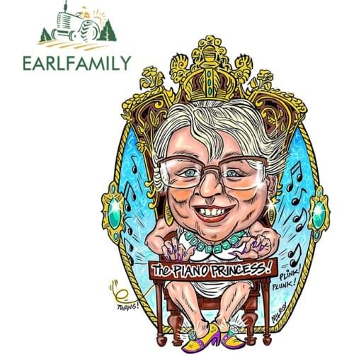 EARLFAMILY 13cm x 9.5cm for Piano Princess Car Stickers Cartoon Fashionable Decals Sunscreen Motorcycle Decor Car Styling