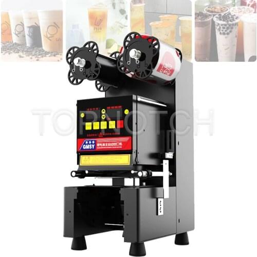 Black Boba Milk Tea Sealer Digital Automatic Electric Plastic Cup Seal Bubble Tea Cup Sealing Machine Commercial Use