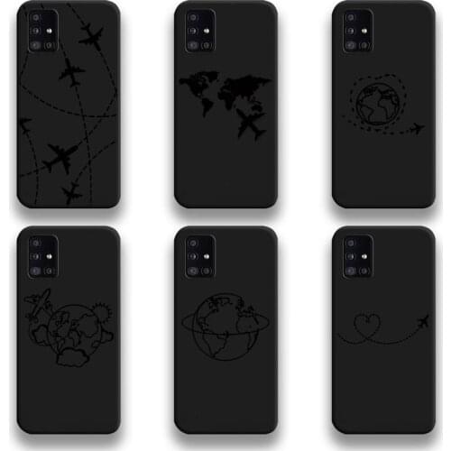 World Map Travel Airplane Line Art Phone Case For Samsung Galaxy A52 A21S A02S A12 A31 A81 A10 A20E A30 A40 A50 A70 A80 A51 5G