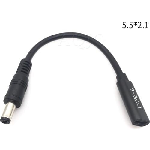 Copper Conductor Power Supply Adapter Cable Type-C Female To 5521 Male Converter Cord With PD Induction Chip For Laptop
