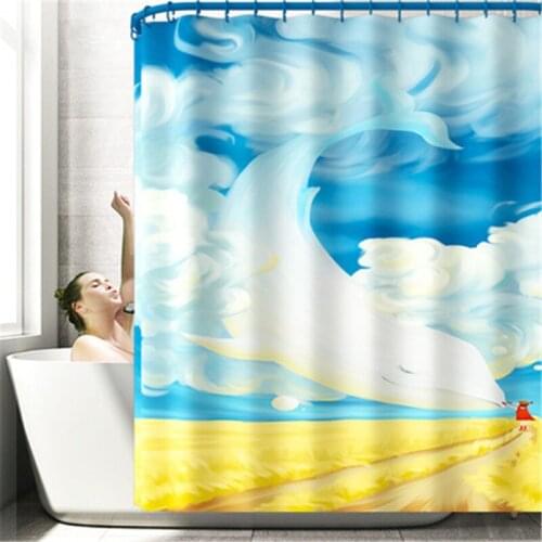 Bathroom Mat Set Non-slip Print Beach Bath Mat Coral Fleece Shower Curtain Floor Mat Washable Bathroom Toilet Rug