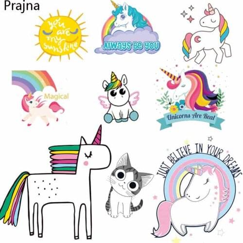 Prajna Hippie Stickers Rainbow Unicorn Kawaii Patch Sequin Applique Applications Motif For Kids Apparel Accessories A-level D