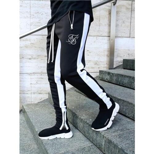 2021 SIK Silk Printing Autumn Winter New Mens Casual Sports Pants Color Matching Hip-Hop Jogging Trousers With Zipper Stitching