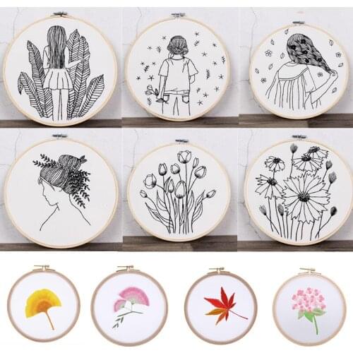 New Sketch Simple Embroidery Kit Handmade DIY Fabric Novice European Embroidery Kit Home Decoration Tool