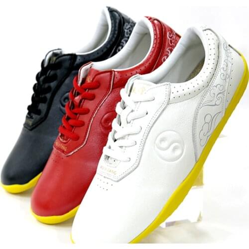 Cowhide Tai Chi Shoes Soft Genuine Leather Kung Fu Wushu Shoes Martial Arts Sneaker Sports Training Footwear