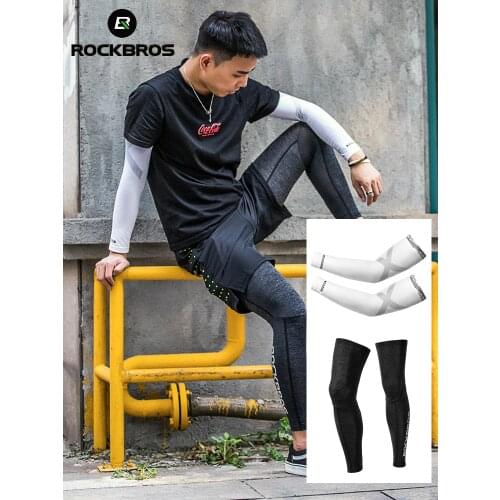 ROCKBROS Ice Silk Lycra Cycling Arm Sleeve Anti-UV Protect Sunscreen Basketball Arm Warmer Sleeves Breathable Sports Leg Cover