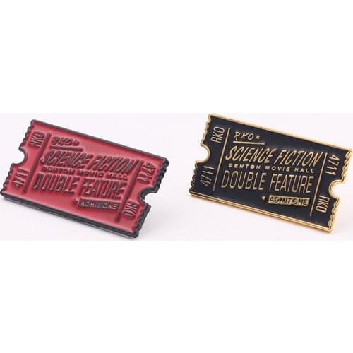 Rocky Horror Movie Tickets Enamel Brooches Red Black Ticket Badges Denim Backpack Lapel Pins Cartoon Jewelry Gifts for Film Fans