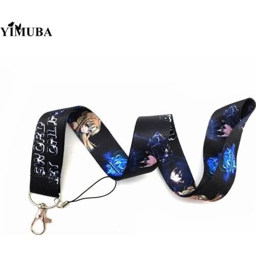 YIMUBA SAO Sword Art Online Lanyards Keychain Japan Anime Otaku Gift Kirigaya Kazuto Yuuki Asuna Webbing Neck Straps Key Holder