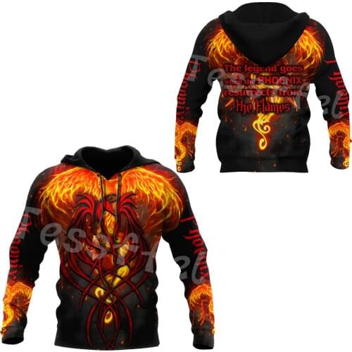 Tessffel Animal Phoenix Queen Tattoo NewFashion Streetwear 3DPrint Men/Women Harajuku Pullover Autumn Long Sleeve Zip Hoodies 13
