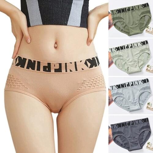European American Women Letters Underwear Ripped Fishnet Sexy Briefs Fashion Female Sport Panties Seamless Hip-lifting Panties