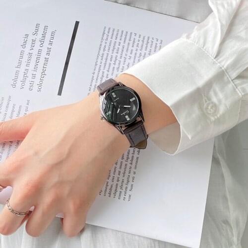Vintage Black Leather Women Watches Exquisite Fashion Ladies Dress Watch Casual Quartz Wrist Watch Reloj Mujer Zegarek Damski